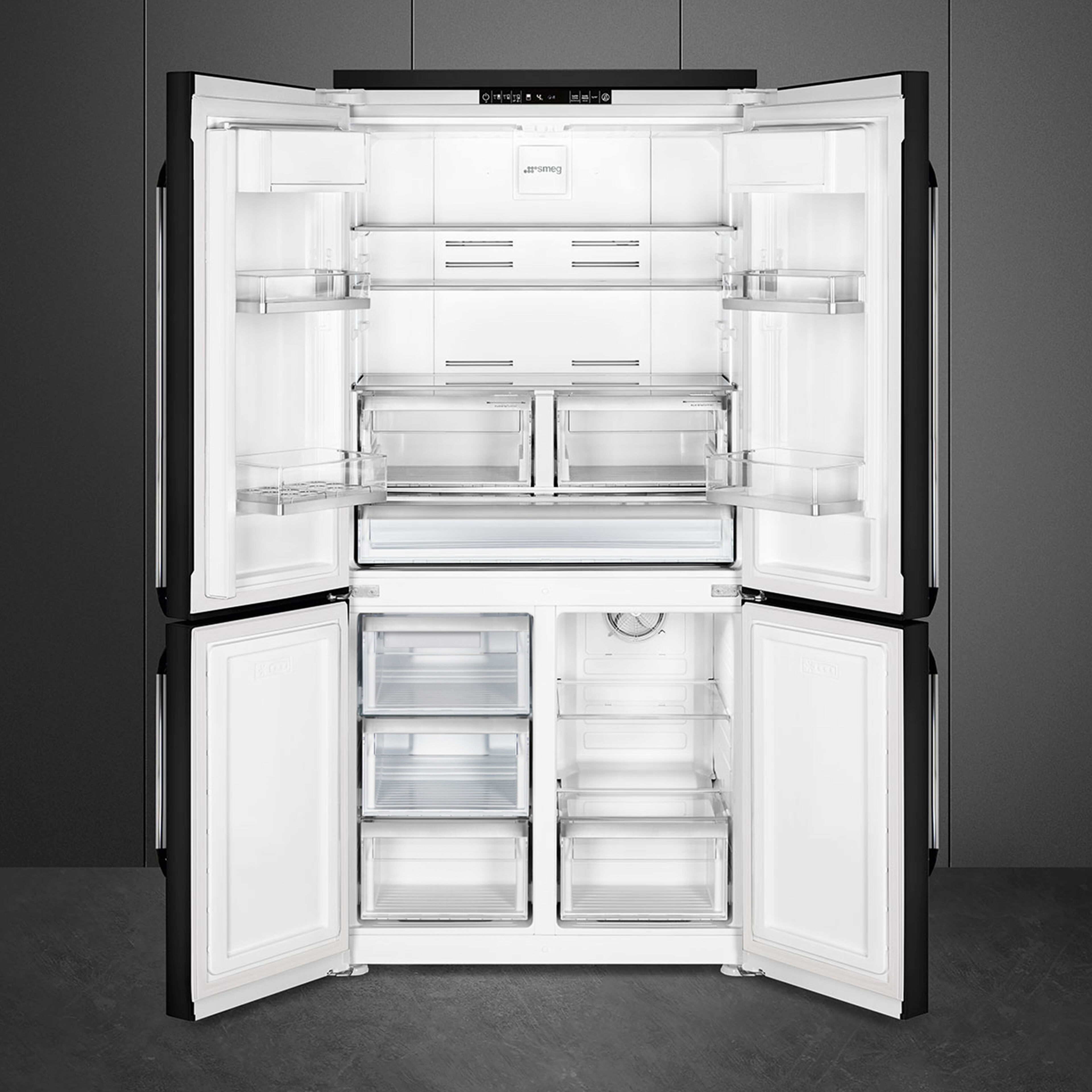 Victoria FQ960BL6 French Door kombiskab, sort