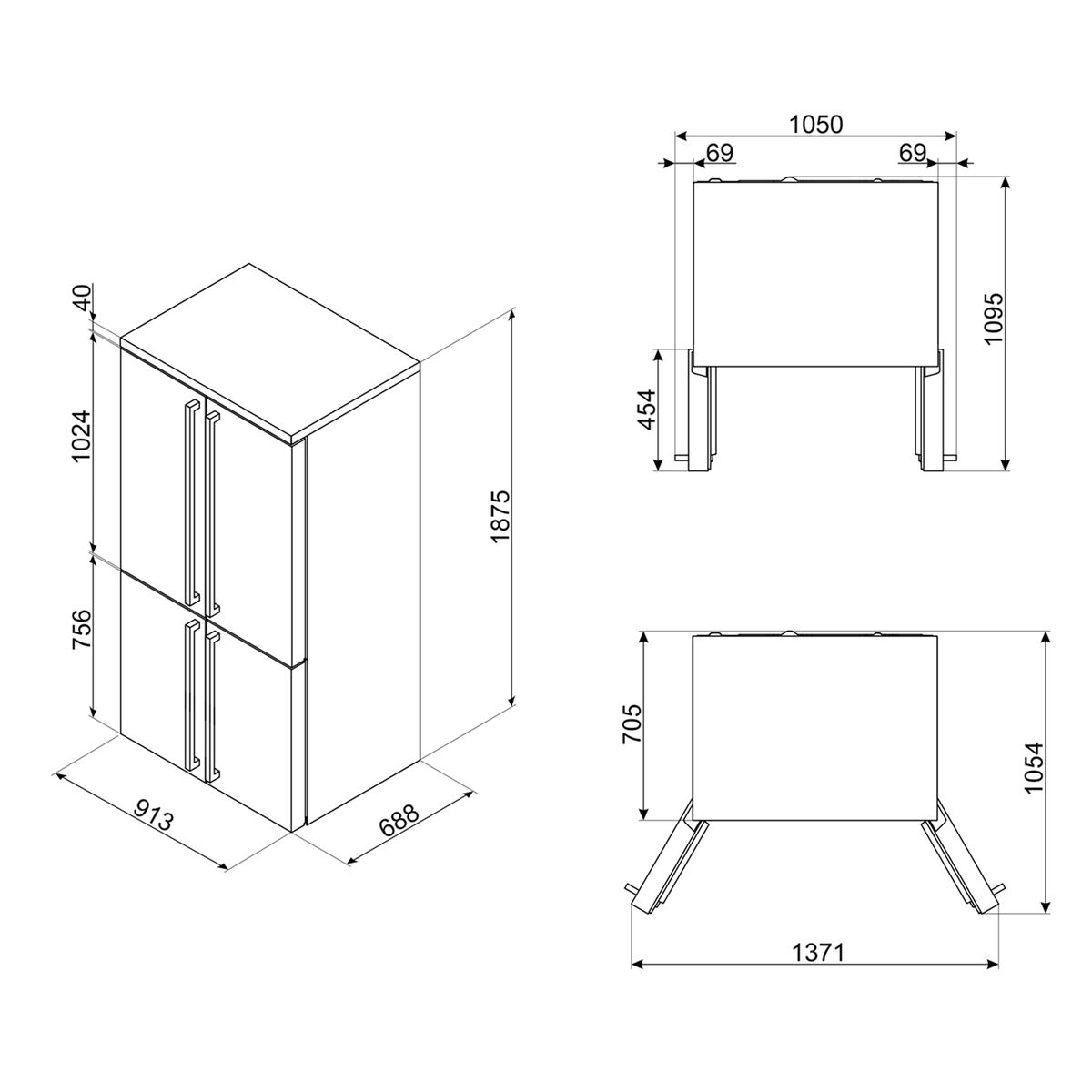 FQ960P6 Victoria French Door køle-/fryseskab, creme