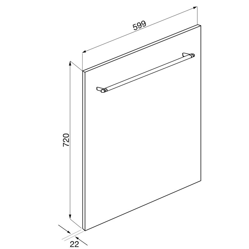KIT82CX frontpanel til opvaskemaskine 60 cm, rustfrit stål