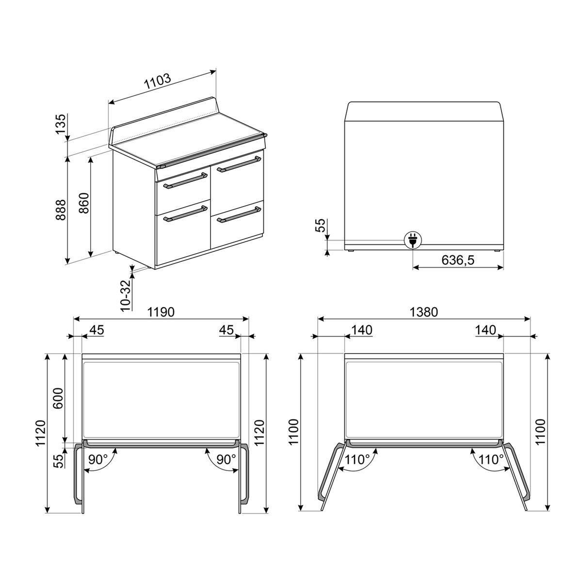 Victoria TR4110IGR2 induktionskomfur 110 cm, slate grey