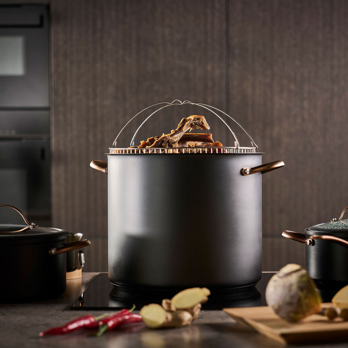 Black Copper gryde med dampkurv 18 liter