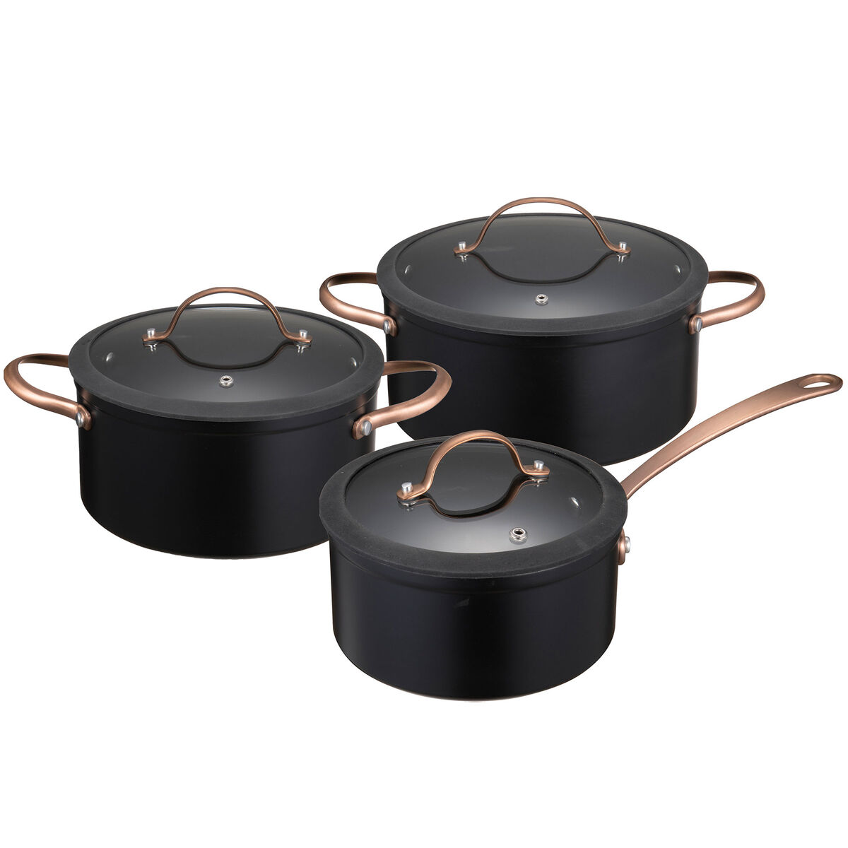 Black Copper grytesett 3 deler 1,5 / 3 / 4,9 liter