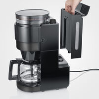 Kaffebryggare med kvarn & glaskanna, dark inox