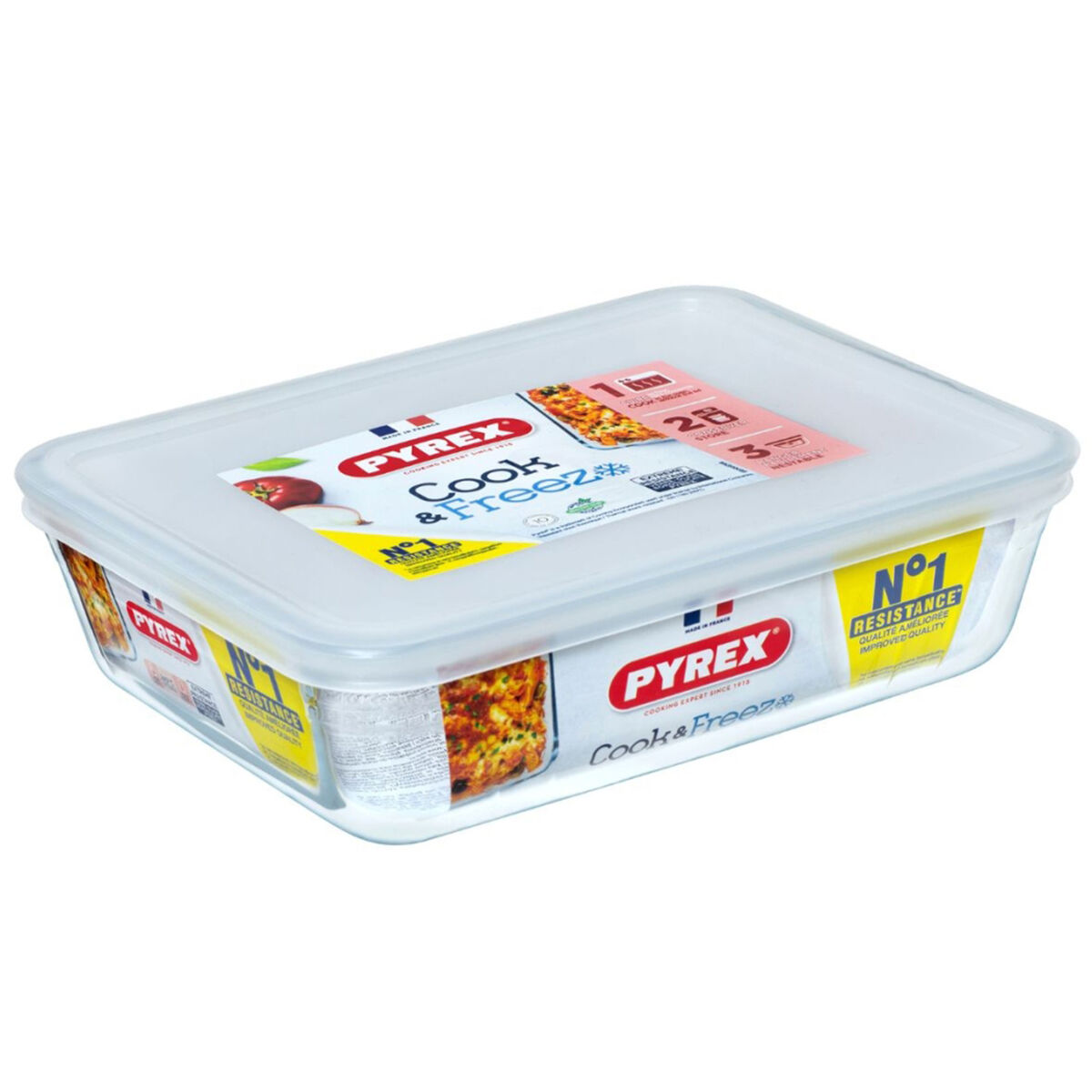 Cook&Freeze oppbevaringsboks rektangulær 1,5 liter, glass