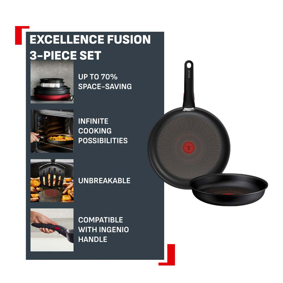 Ingenio Excellence Fusion stegepannesæt 3 dele