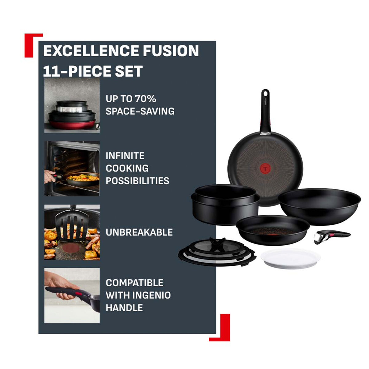 Ingenio Excellence Fusion gryt- och stekpanneset 11 delar