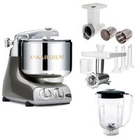 Assistent Original AKM 6230 kjøkkenmaskin med kjøttkvern, skjæretilbehør og blenderkanne, black chrome