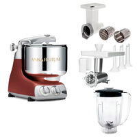 Assistent Original AKM 6230 kjøkkenmaskin med kjøttkvern, skjæretilbehør og blenderkanne, rustic maroon