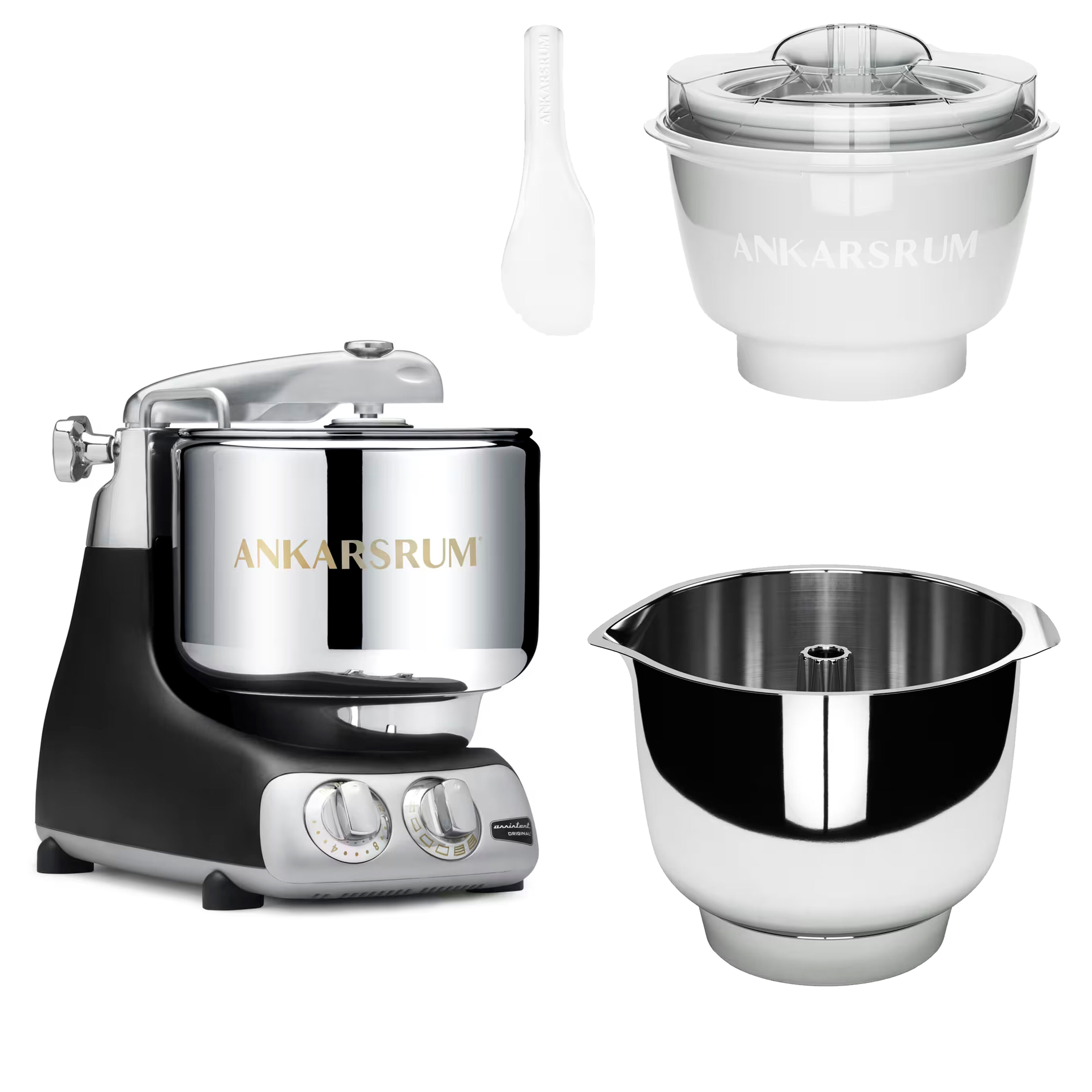 Assistent Original AKM 6230 køkkenmaskine med istilbehør og ekstra piskeskål, sort