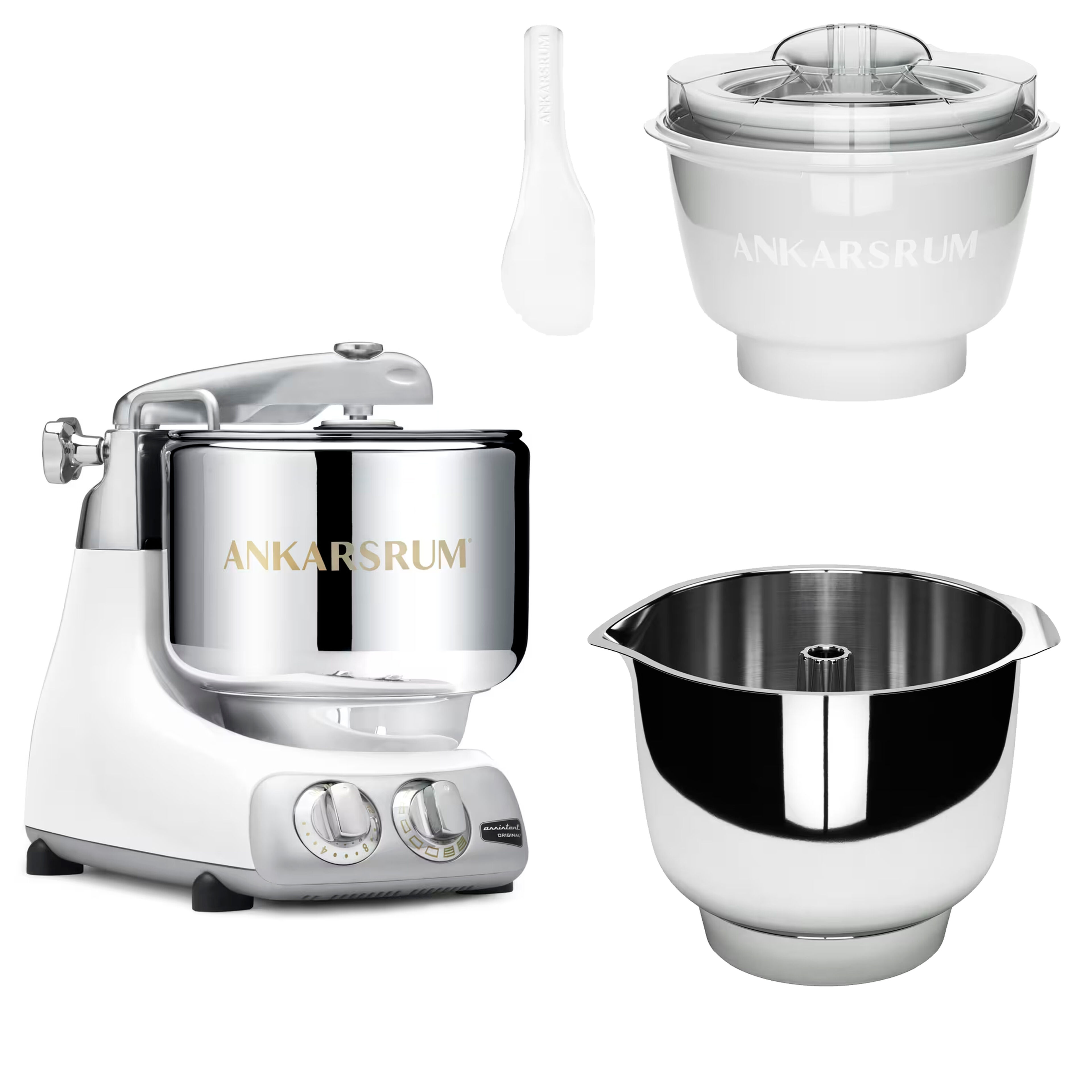 Assistent Original AKM 6230 køkkenmaskine med istilbehør og ekstra piskeskål, mineral hvid