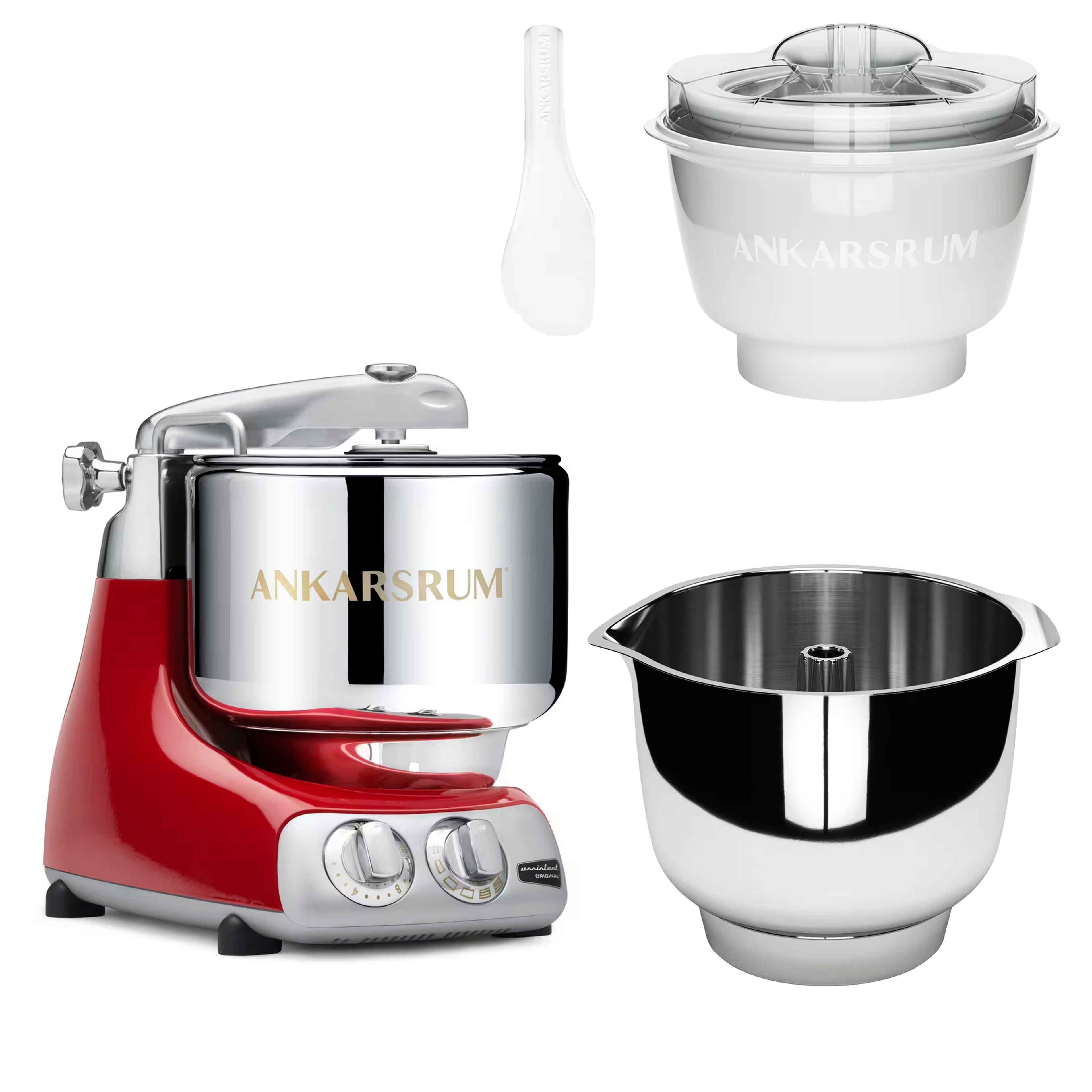 Assistent Original AKM 6230 køkkenmaskine med istilbehør og ekstra piskeskål, rød