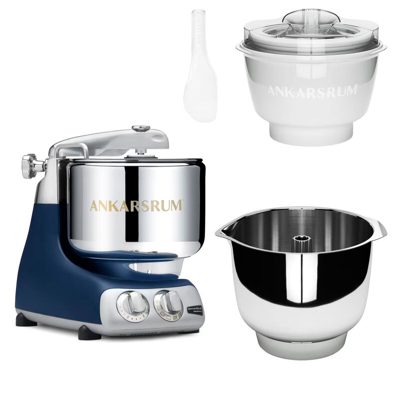 Assistent Original AKM 6230 køkkenmaskine med istilbehør og ekstra piskeskål, royal blue