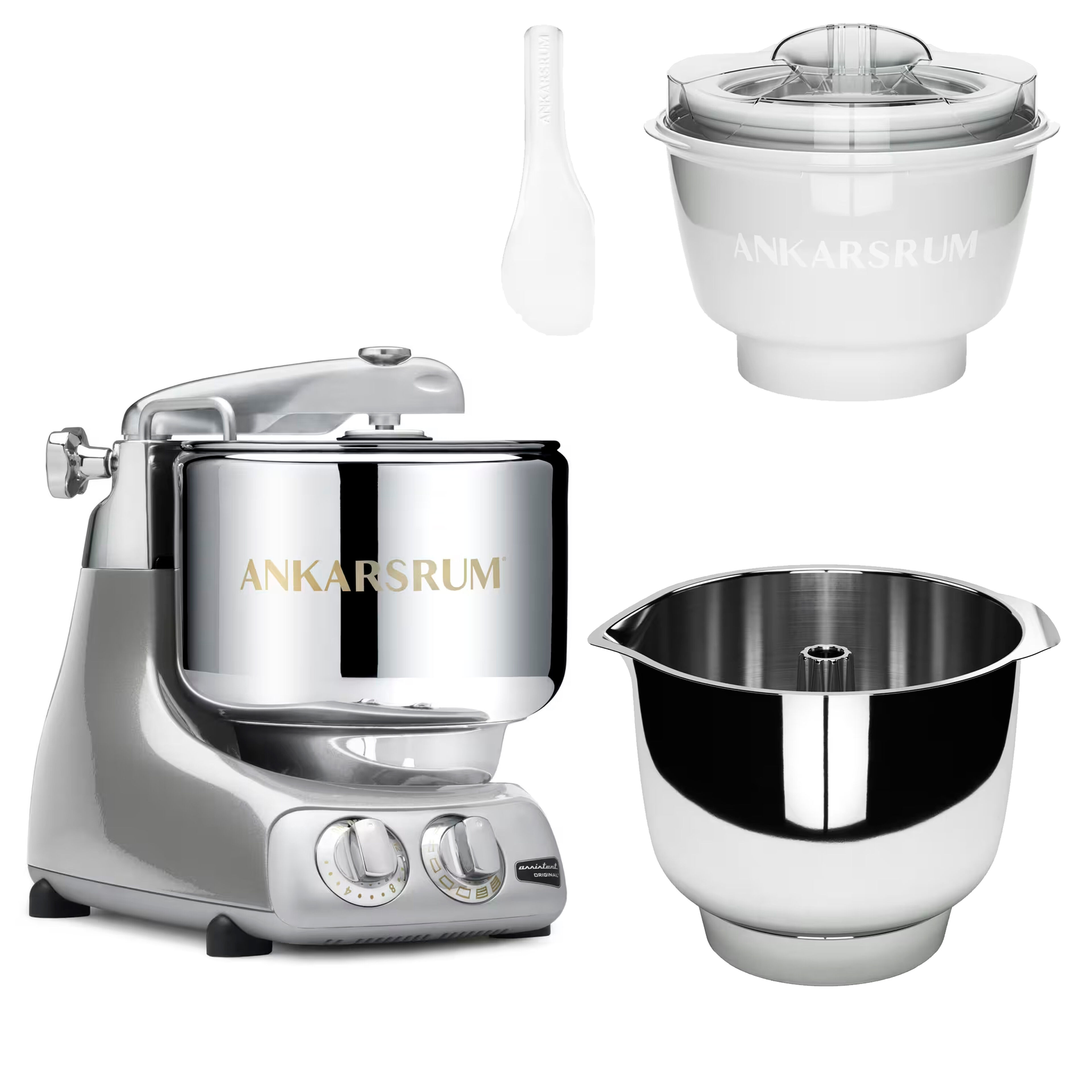Assistent Original AKM 6230 køkkenmaskine med istilbehør og ekstra piskeskål, jubilee silver