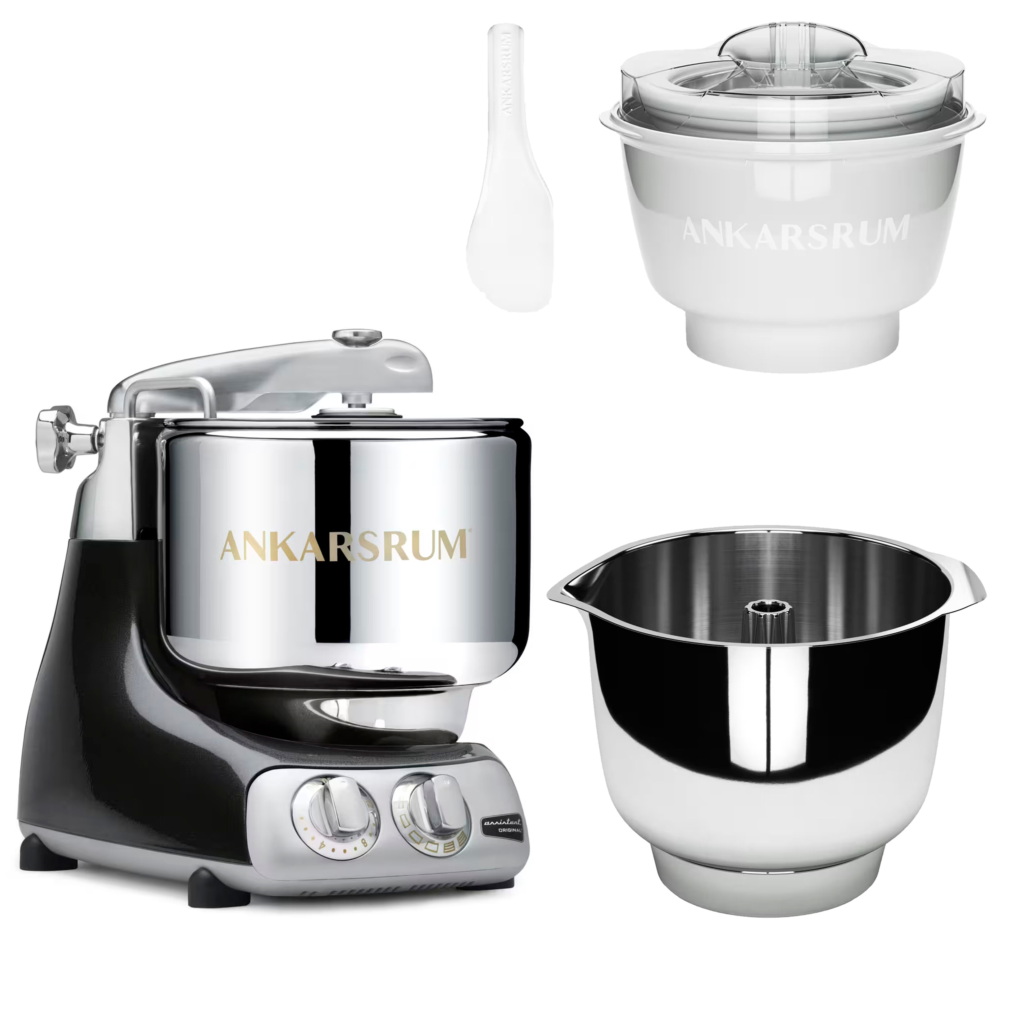 Assistent Original AKM 6230 køkkenmaskine med istilbehør og ekstra piskeskål, black diamond