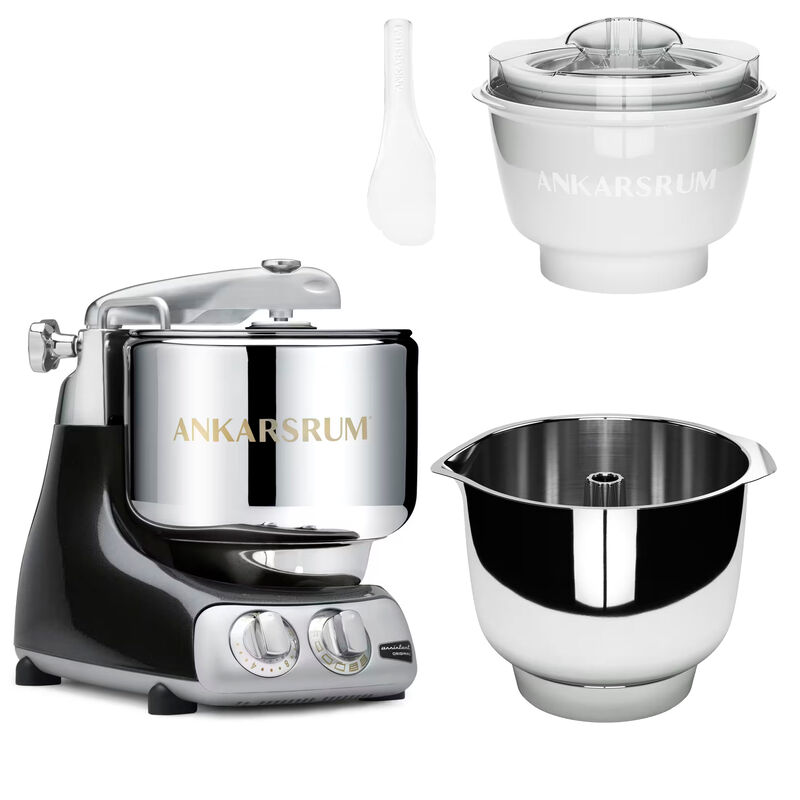 Assistent Original AKM 6230 køkkenmaskine med istilbehør og ekstra piskeskål, black diamond