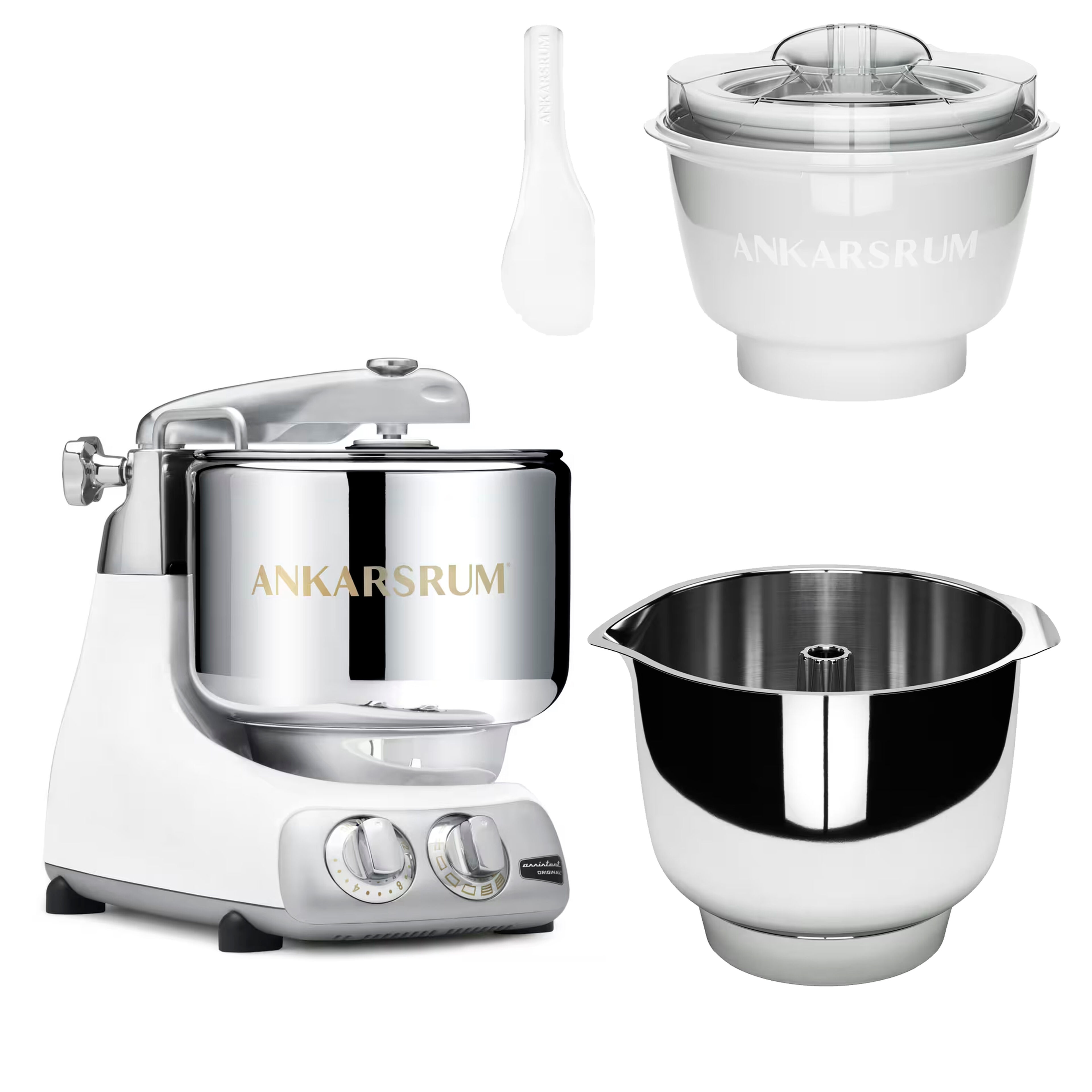Assistent Original AKM 6230 køkkenmaskine med istilbehør og ekstra piskeskål, glossy white