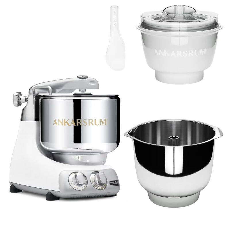Assistent Original AKM 6230 køkkenmaskine med istilbehør og ekstra piskeskål, glossy white