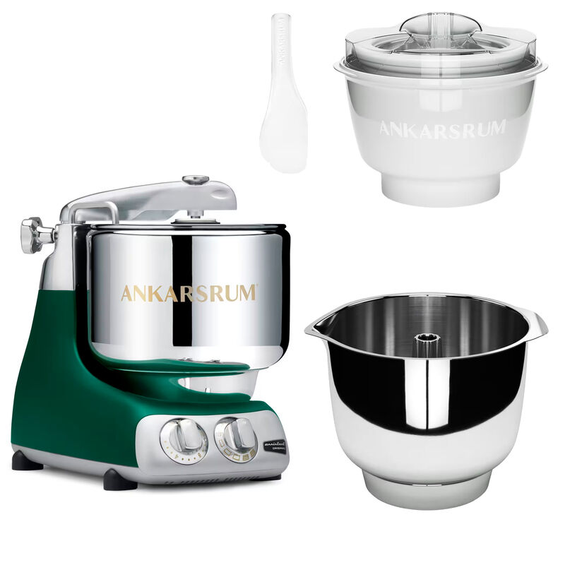 Assistent Original AKM 6230 køkkenmaskine med istilbehør og ekstra piskeskål, forest green