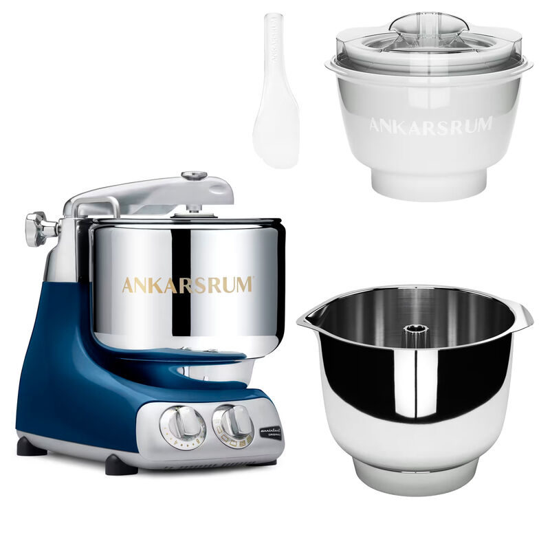 Assistent Original AKM 6230 køkkenmaskine med istilbehør og ekstra piskeskål, ocean blue