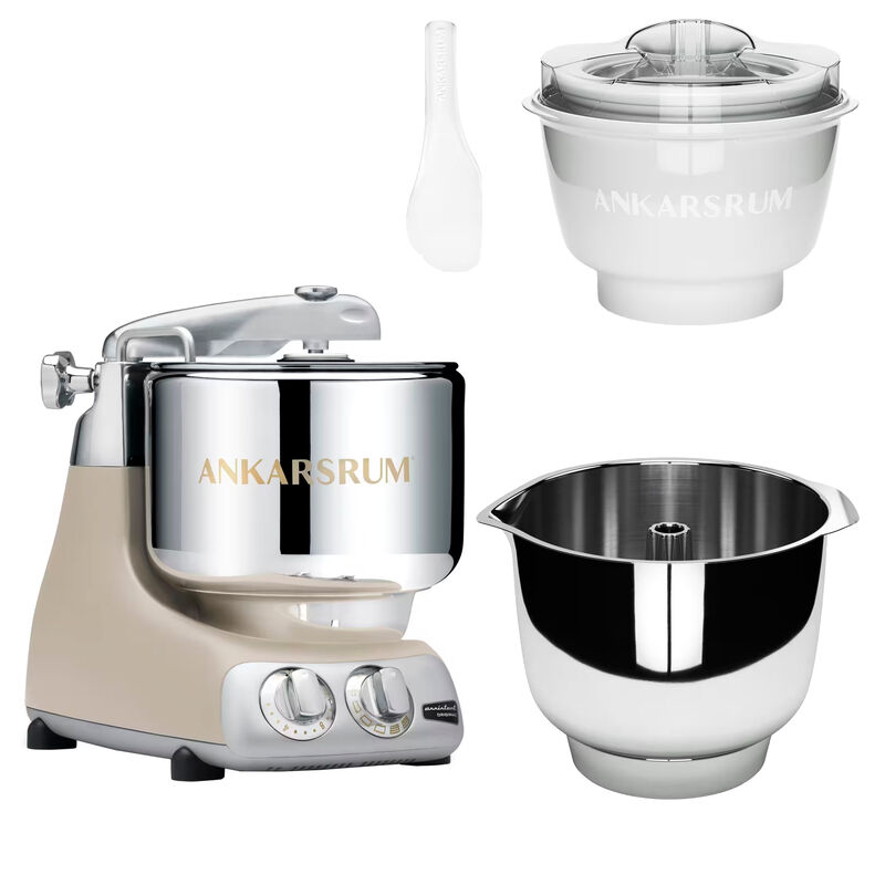 Assistent Original AKM 6230 køkkenmaskine med istilbehør og ekstra piskebolle, harmony beige