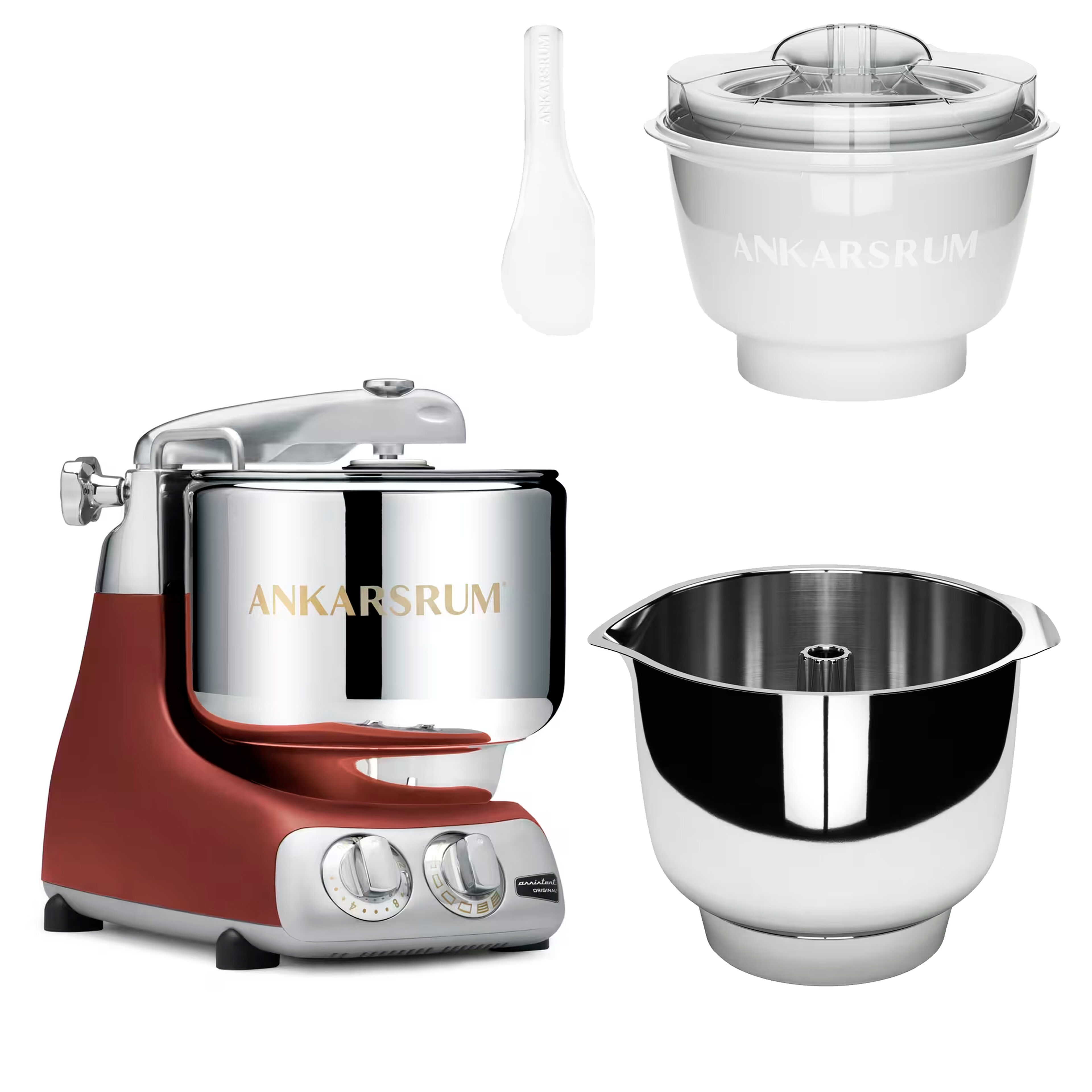 Assistent Original AKM 6230 køkkenmaskine med istilbehør og ekstra piskeskål, rustic maroon