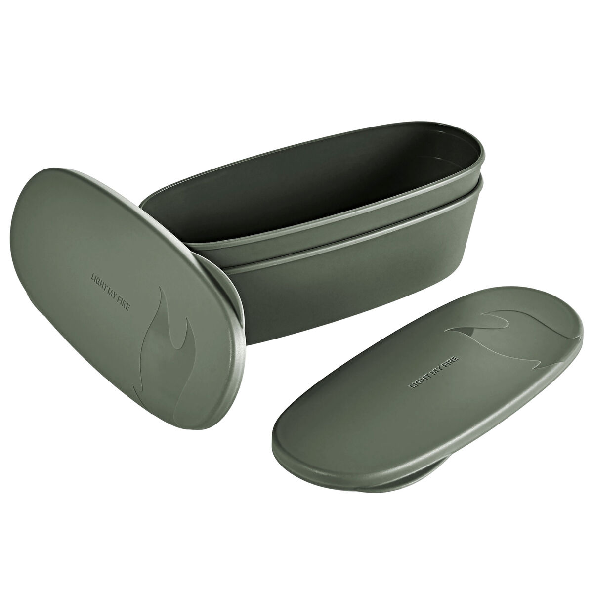 Snapbox oval beholder, sage green, 2-stk.