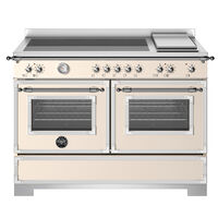 HER125I2EAVT2 Heritage induktionskomfur 120 cm med 5 zoner, elektrisk stegebord og 2 ovne, elfenbenshvid