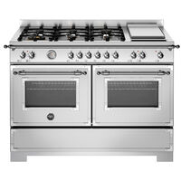 HER126G2EXT2 Heritage gaskomfur 120 cm med 6 brændere, elektrisk stegebord og 2 ovne, rustfrit stål