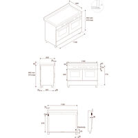 HER126G2EXT2 Heritage gaskomfur 120 cm med 6 brændere, elektrisk stegebord og 2 ovne, rustfrit stål