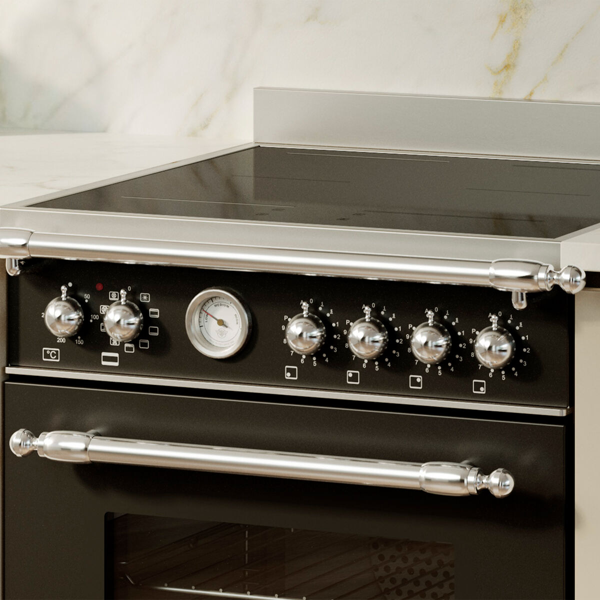 HER64I1ENEC2 Heritage induktionsspis 60 cm med 4 zoner och 1 ugn, mattsvart