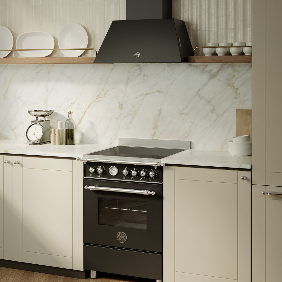HER64I1ENEC2 Heritage induktionsspis 60 cm med 4 zoner och 1 ugn, mattsvart
