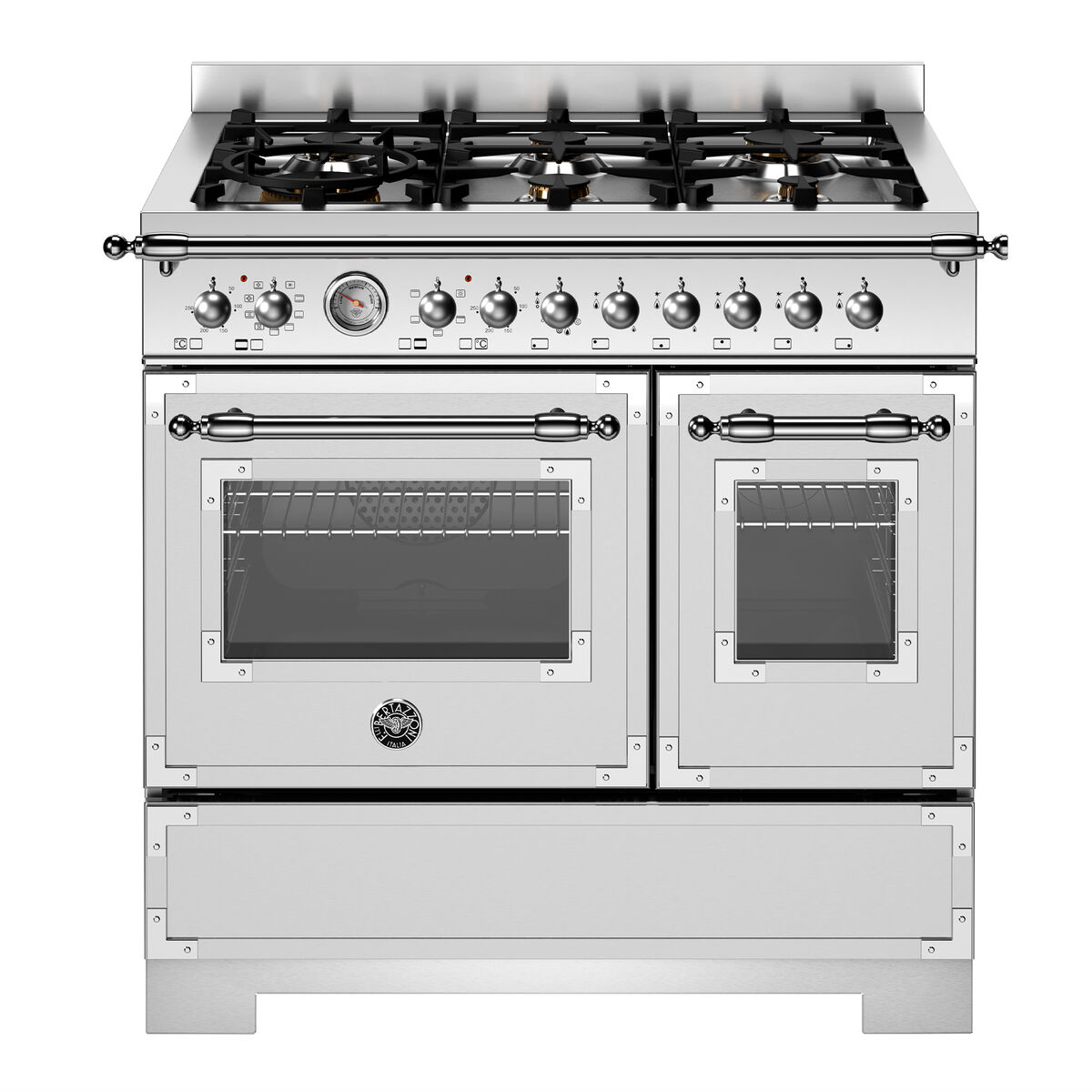 HER96L2EXT2 Heritage gaskomfur 90 cm med 6 brændere og 2 ovne, rustfrit stål