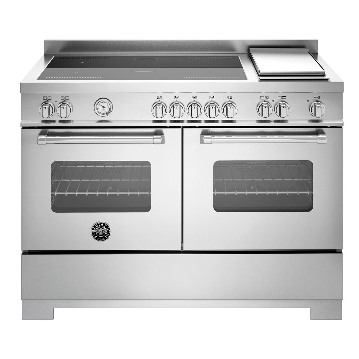 MAS125I2EXT2 Master induktionsspis 120 cm med 5 zoner, stekbord och 2 ugnar, rostfritt stål