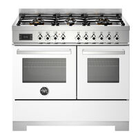 PRO106L2EBIT2 Professional gasskomfyr 100 cm med 6 brennere og 2 ovner, hvit