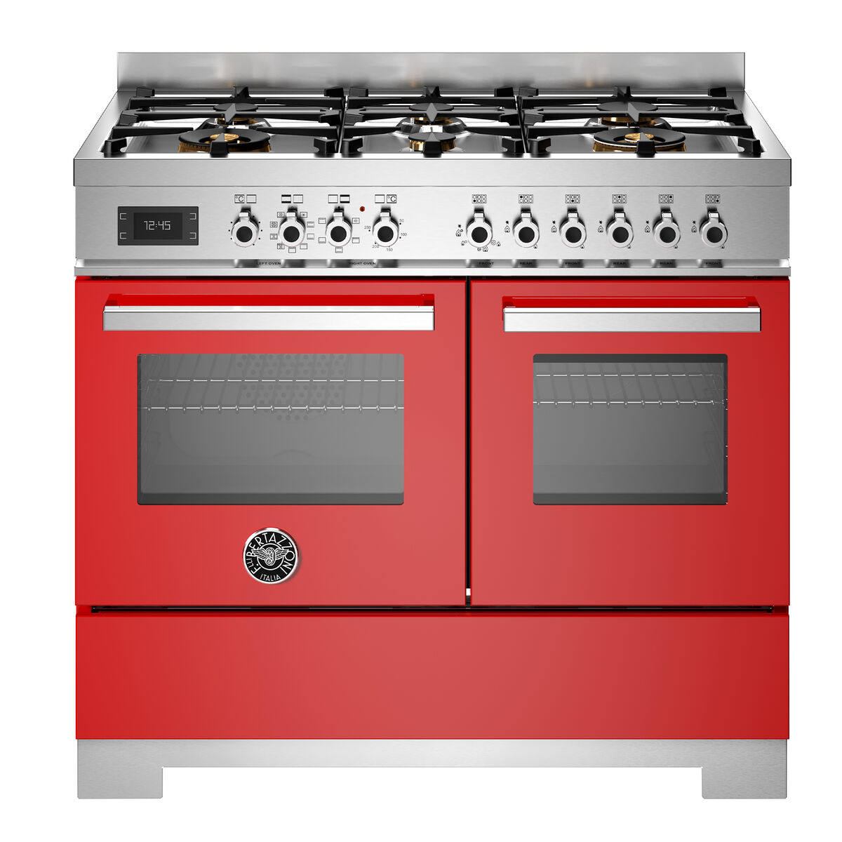 PRO106L2EROT2 Professional gasskomfyr 100 cm med 6 brennere og 2 ovner, rød
