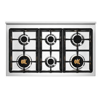 PRO106L2EXT2 Professional gasskomfyr 100 cm med 6 brennere og 2 ovner, rustfritt stål