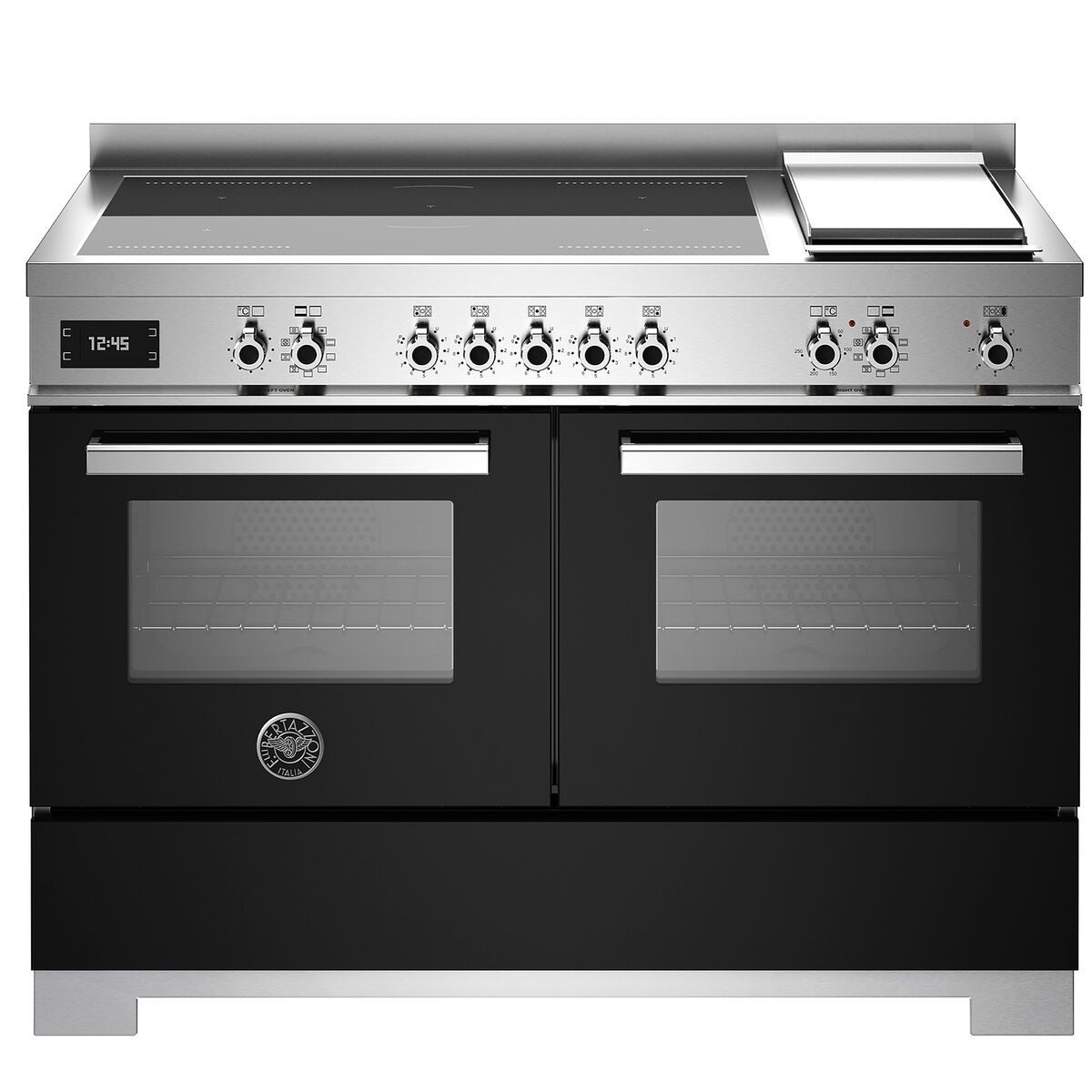 Professional PRO125I2ENET2 induktionsspis 120 cm med 5 zoner, elektriskt stekbord och 2 ugnar, svart