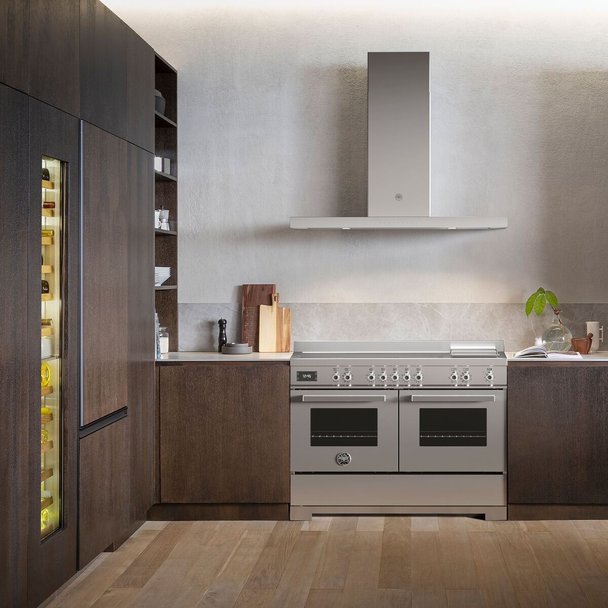 Professional PRO125I2EXT2 induktionsspis 120 cm med 5 zoner, elektriskt stekbord och 2 ugnar, rostfritt stål