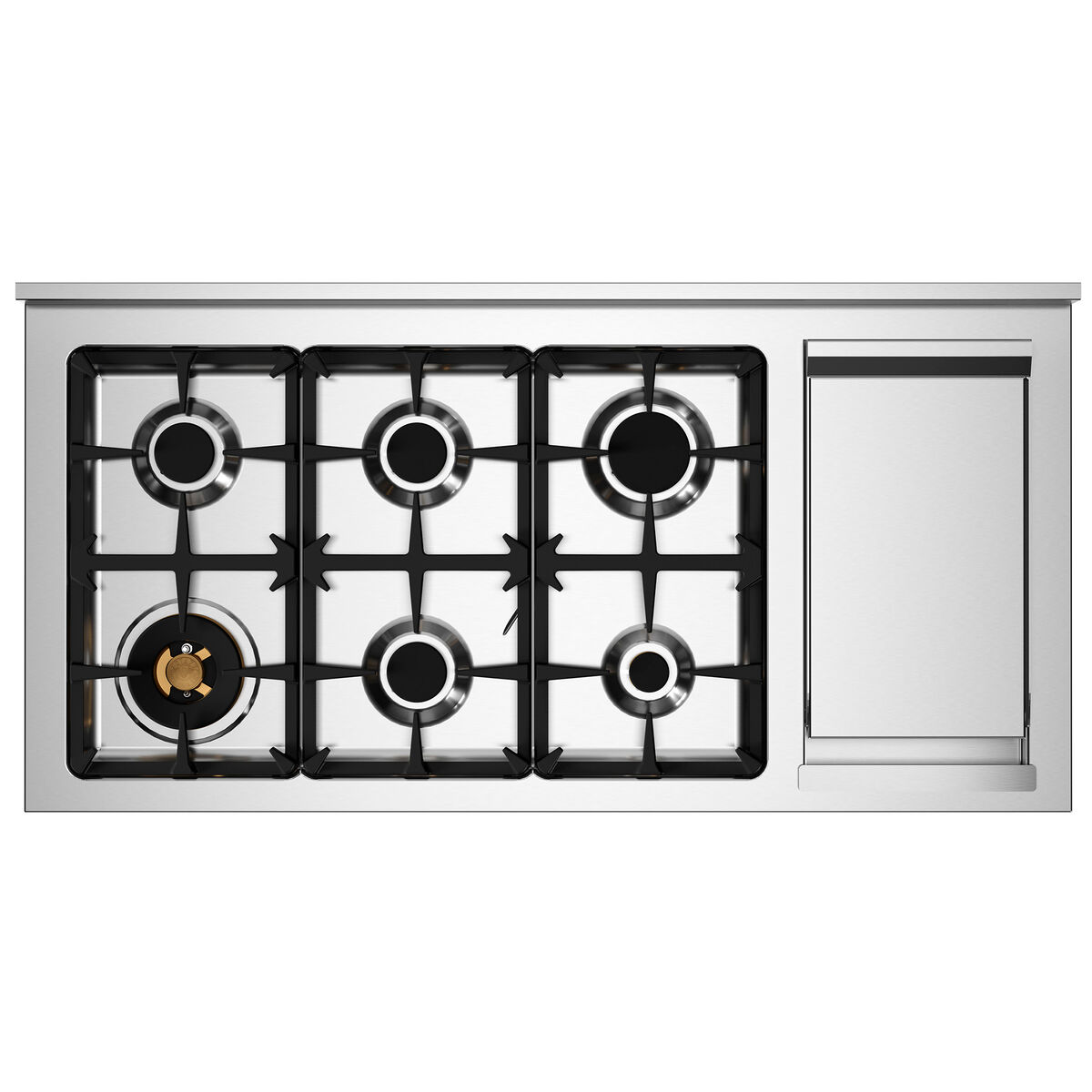 PRO126G2EBIT2 Professional gasskomfyr 120 cm med 6 brennere, elektrisk stekebord og 2 ovner, hvit