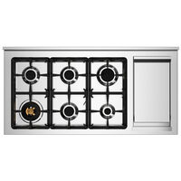 PRO126G2EBIT2 Professional gaskomfur 120 cm med 6 brændere, elektrisk stegebord og 2 ovne, hvid