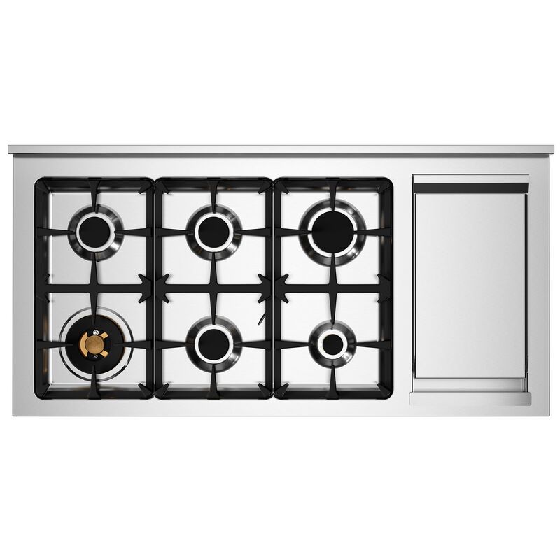 PRO126G2EBIT2 Professional gaskomfur 120 cm med 6 brændere, elektrisk stegebord og 2 ovne, hvid