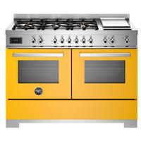 PRO126G2EGIT2 Professional gaskomfur 120 cm med 6 brændere, elektrisk stegebord og 2 ovne, gul