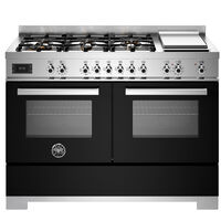 PRO126G2ENET2 Professional gaskomfur 120 cm med 6 brændere, elektrisk stegebord og 2 ovne, sort