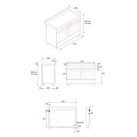 PRO126G2ENET2 Professional gaskomfur 120 cm med 6 brændere, elektrisk stegebord og 2 ovne, sort