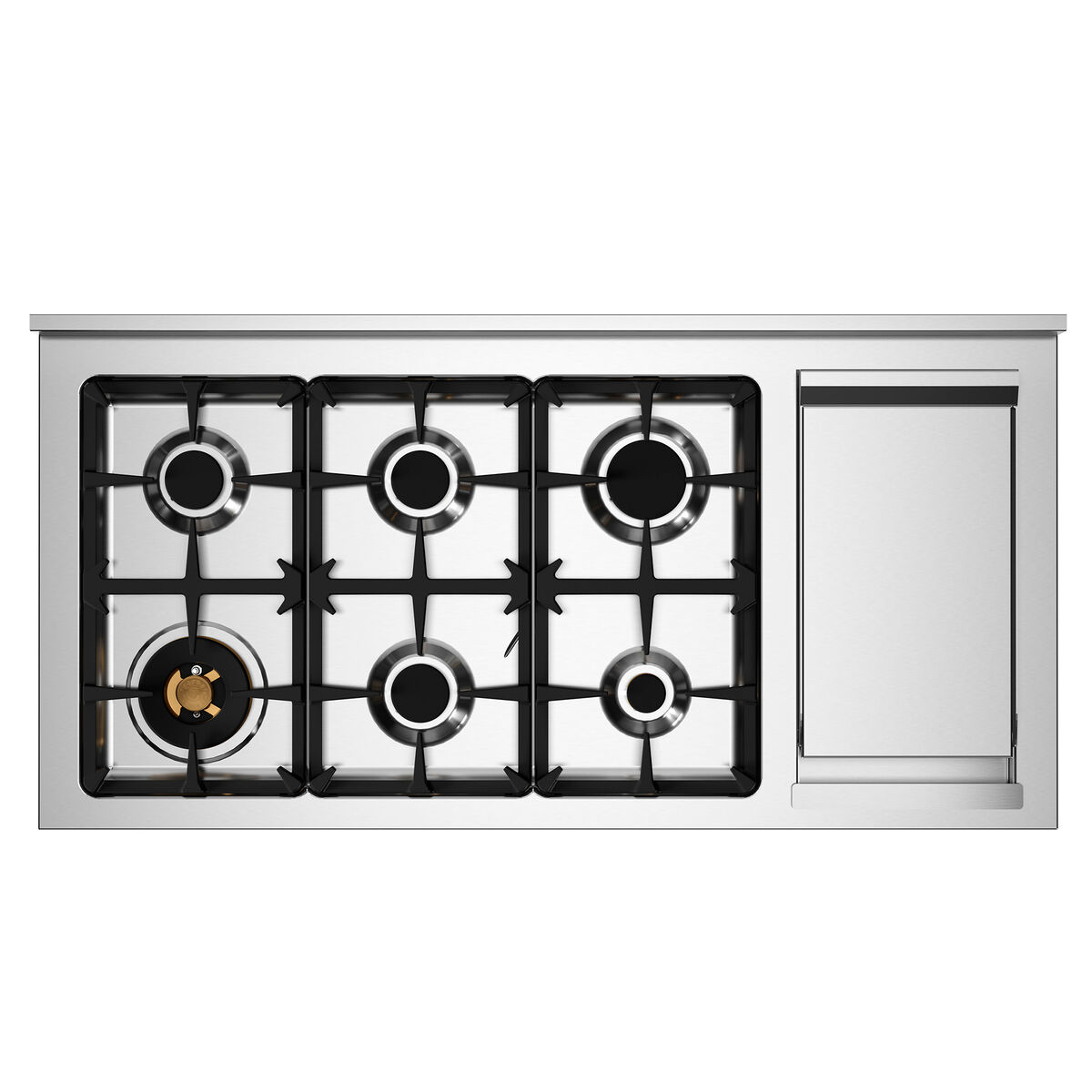 PRO126G2ENET2 Professional gasskomfyr 120 cm med 6 brennere, elektrisk stekebord og 2 ovner, svart