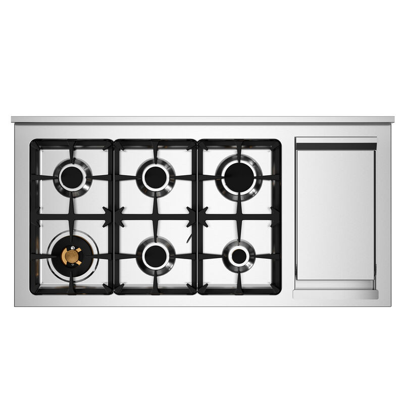 PRO126G2ENET2 Professional gaskomfur 120 cm med 6 brændere, elektrisk stegebord og 2 ovne, sort