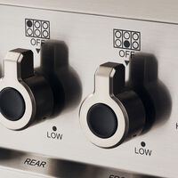 PRO126G2EROT2 Professional gaskomfur 120 cm med 6 brændere, elektrisk stegebord og 2 ovne, rød