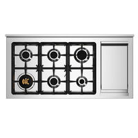PRO126G2EXT2 Professional gaskomfur 120 cm med 6 brændere, elektrisk stegebord og 2 ovne, rustfrit stål