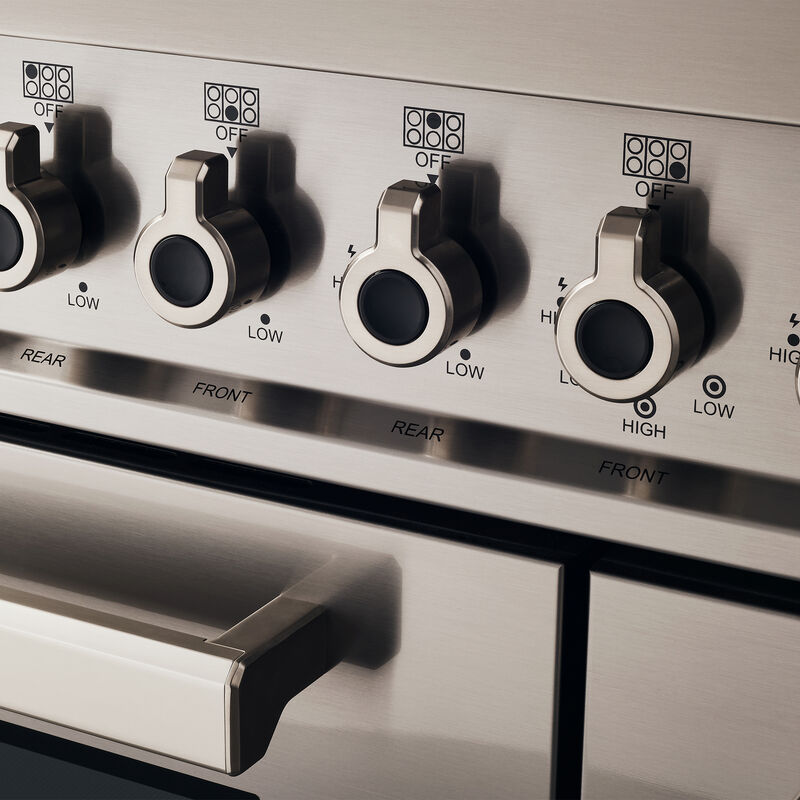 PRO126G2EXT2 Professional gaskomfur 120 cm med 6 brændere, elektrisk stegebord og 2 ovne, rustfrit stål