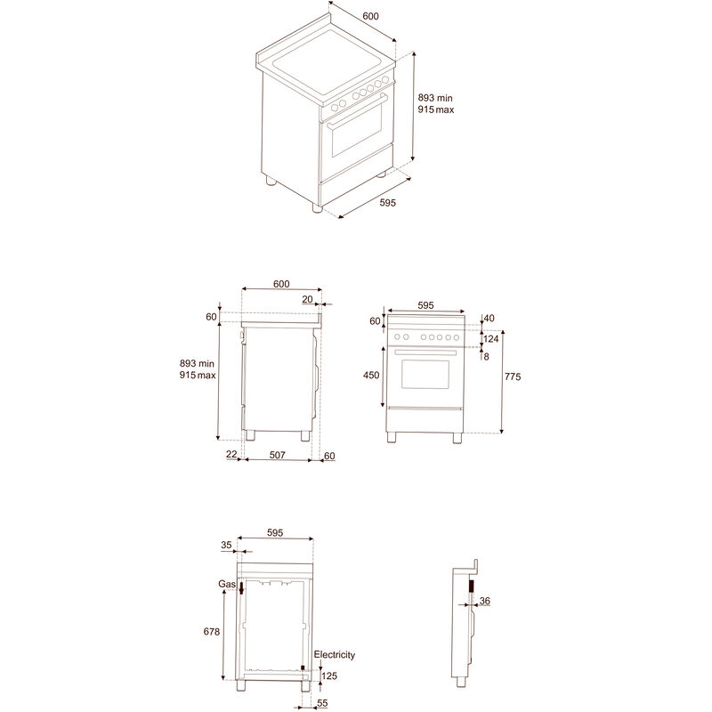 PRO64I1ENET2 Professional induktionsspis 60 cm med 4 zoner och 1 ugn, svart
